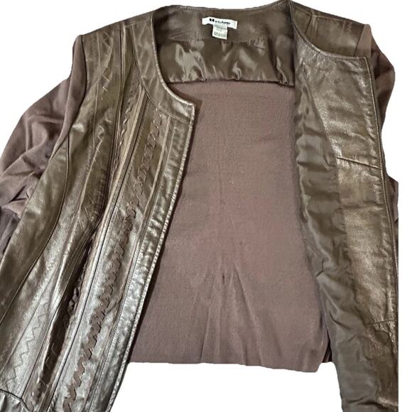 Nygard Women’s Genuine Leather And Knit Full Zip Jacket Bronze Plus Size 3XL - Picture 8 of 9